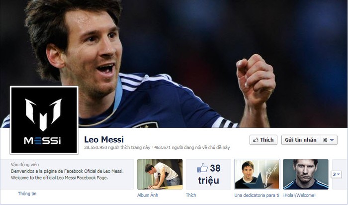 Trong khi Lionel Messi mới chỉ nhận được hơn 38,5 triệu lượt 'Like' trên trang Facebook của mình. Lý do mà Ronaldo vượt qua Messi được cho là tên trang Facebook của Messi là 'Leo Messi' chứ không phải là cái tên quen thuộc 'Lionel Messi' nên người hâm mộ không tìm thấy để nhấn 'Like'.